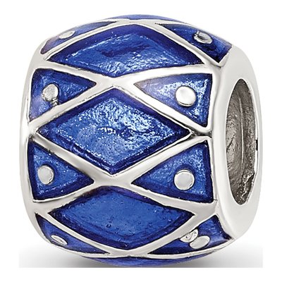 Sterling Silver Blue Enamel Bead