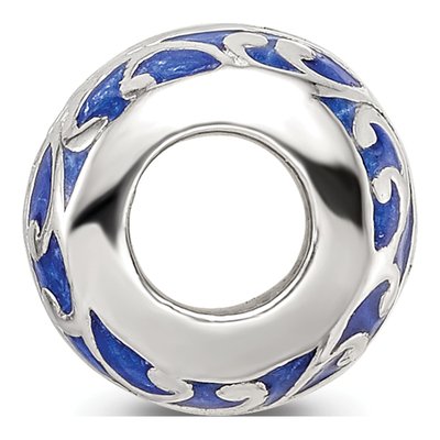 Sterling Silver Blue Enamel Swirl Design Bead – view 3