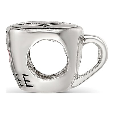 Sterling Silver Enamel I Heart Coffee Mug Bead – view 3