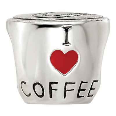 Sterling Silver Enamel I Heart Coffee Mug Bead – view 4