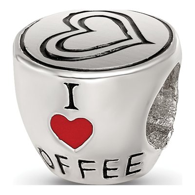 Sterling Silver Enamel I Heart Coffee Mug Bead – view 5