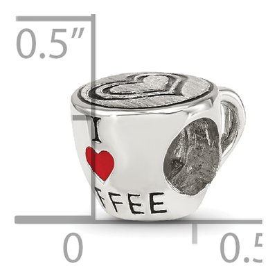 Sterling Silver Enamel I Heart Coffee Mug Bead – view 7