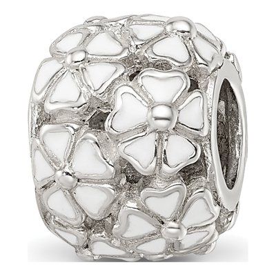 Sterling Silver Enamel Floral Bead