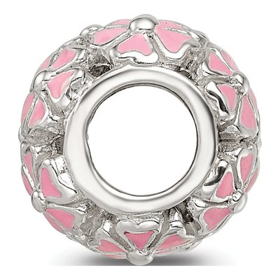 Sterling Silver Pink Enamel Floral Bead – view 3