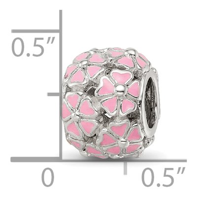 Sterling Silver Pink Enamel Floral Bead – view 5