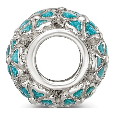 Sterling Silver Green Enamel Floral Bead – view 3