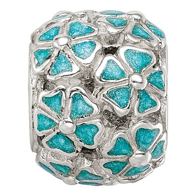 Sterling Silver Green Enamel Floral Bead – view 4