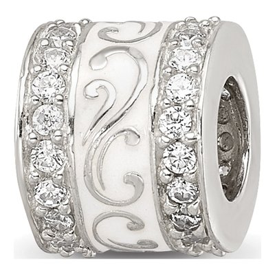 Sterling Silver CZ Enamel Bead