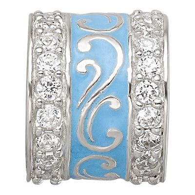 Sterling Silver CZ Enamel Swirl Bead – view 5