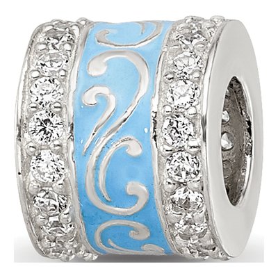 Sterling Silver CZ Enamel Swirl Bead