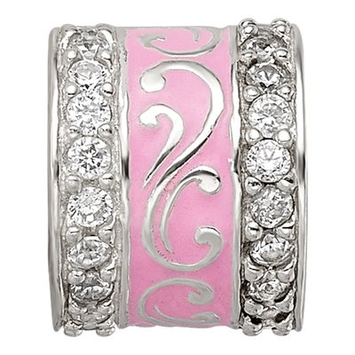 Sterling Silver CZ Enamel Swirl Bead – view 5