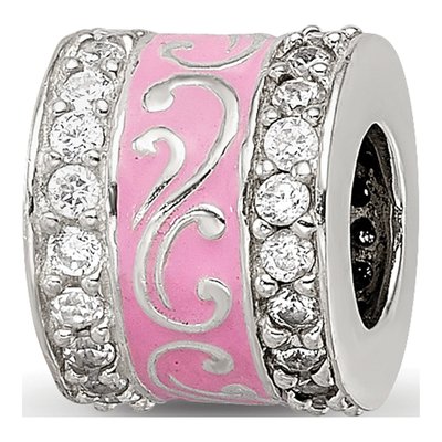 Sterling Silver CZ Enamel Swirl Bead