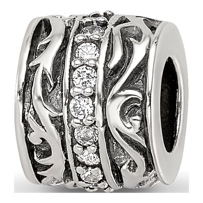 Sterling Silver CZ Swirl Bead