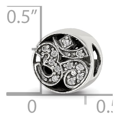 Sterling Silver CZ Om Symbol Bead – view 6