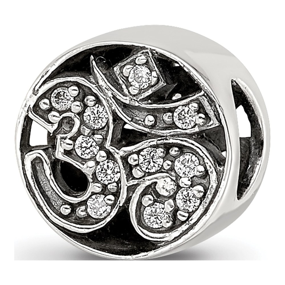 Sterling Silver CZ Om Symbol Bead