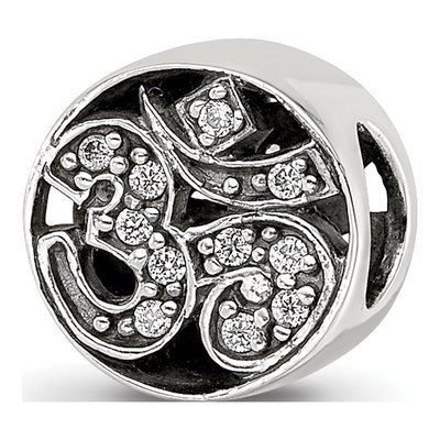 Sterling Silver CZ Om Symbol Bead