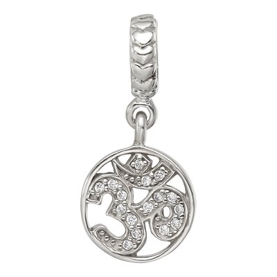 Sterling Silver CZ Om Symbol Dangle Bead – view 4