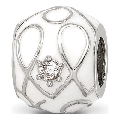 Sterling Silver CZ Enamel Bead