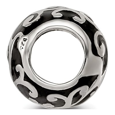 Sterling Silver Enamel Swirly Hearts Bead – view 3