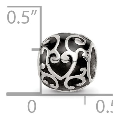 Sterling Silver Enamel Swirly Hearts Bead – view 6