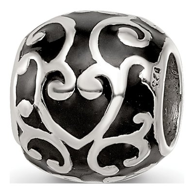 Sterling Silver Enamel Swirly Hearts Bead