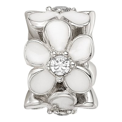 Sterling Silver CZ Floral Bead – view 4