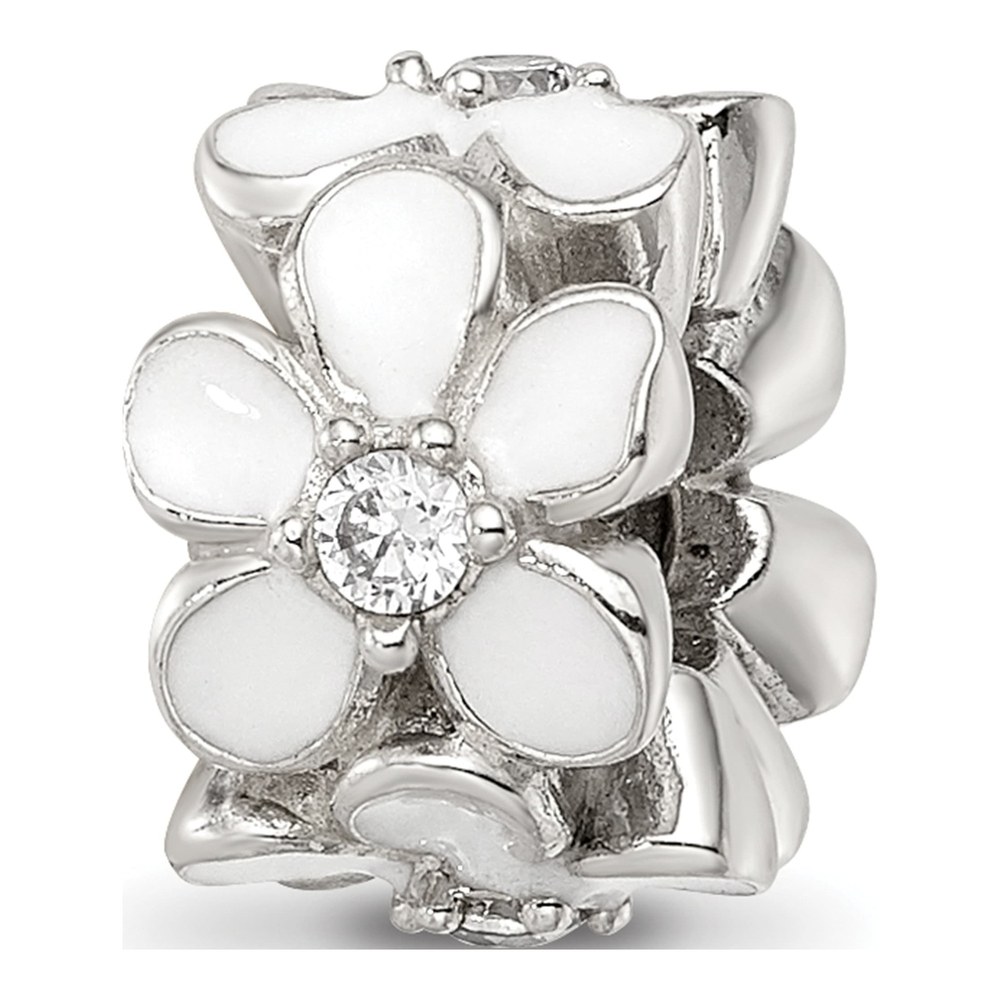 Sterling Silver CZ Floral Bead