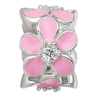 Sterling Silver CZ Enamel Floral Bead – view 4