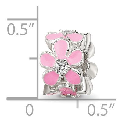 Sterling Silver CZ Enamel Floral Bead – view 5