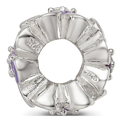 Sterling Silver CZ Enamel Floral Bead – view 3