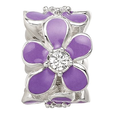 Sterling Silver CZ Enamel Floral Bead – view 5
