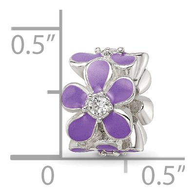 Sterling Silver CZ Enamel Floral Bead – view 6