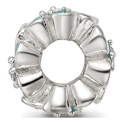 Sterling Silver CZ Teal Enamel Floral Bead – view 3