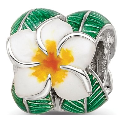 Sterling Silver Enamel Flower Bead