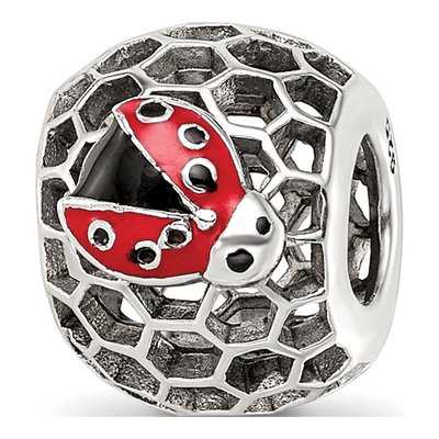 Sterling Silver Enamel Bug Bead