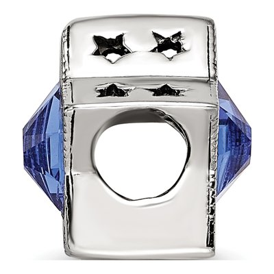 Sterling Silver Crystal Star September Birthstone Bead – view 3