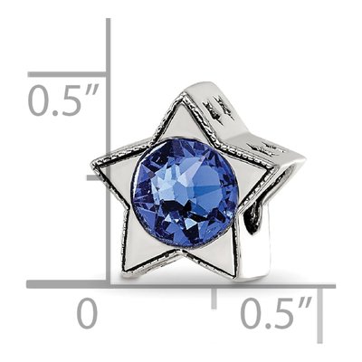 Sterling Silver Crystal Star September Birthstone Bead – view 5