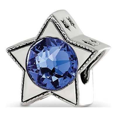 Sterling Silver Crystal Star September Birthstone Bead