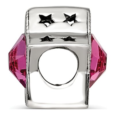 Sterling Silver Crystal October Birthstone Star Bead – view 3