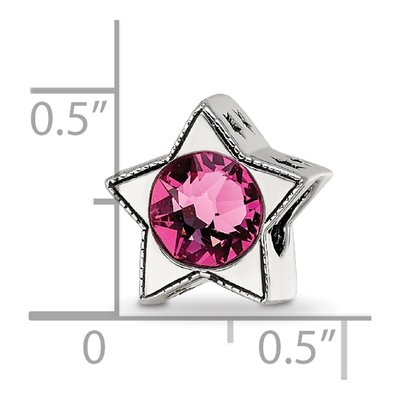 Sterling Silver Crystal October Birthstone Star Bead – view 5