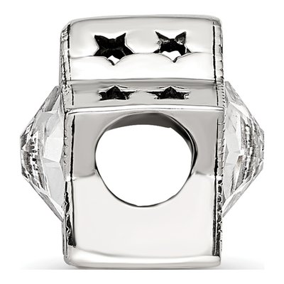 Sterling Silver Crystal April Birthstone Star Bead – view 3
