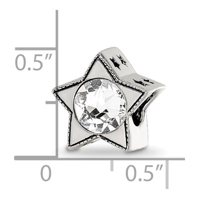 Sterling Silver Crystal April Birthstone Star Bead – view 5