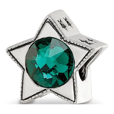 Sterling Silver Crystal May Birthstone Star Bead