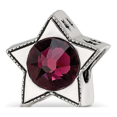 Sterling Silver Crystal June Birthstone Star Bead