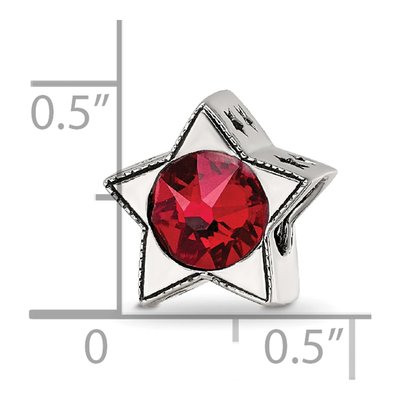 Sterling Silver Crystal January Birthstone Star Bead – view 5