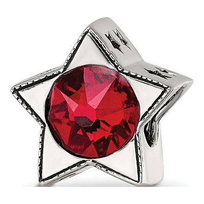 Sterling Silver Crystal January Birthstone Star Bead
