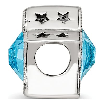 Sterling Silver Crystal March Birthstone Star Bead – view 3