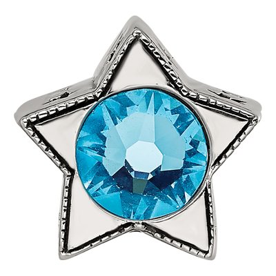 Sterling Silver Crystal March Birthstone Star Bead – view 4