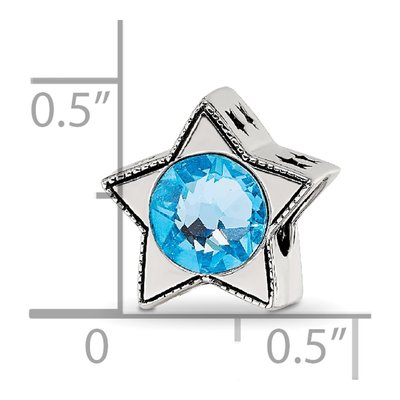 Sterling Silver Crystal March Birthstone Star Bead – view 5
