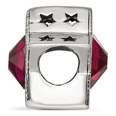 Sterling Silver Crystal July Birthstone Star Bead – view 3